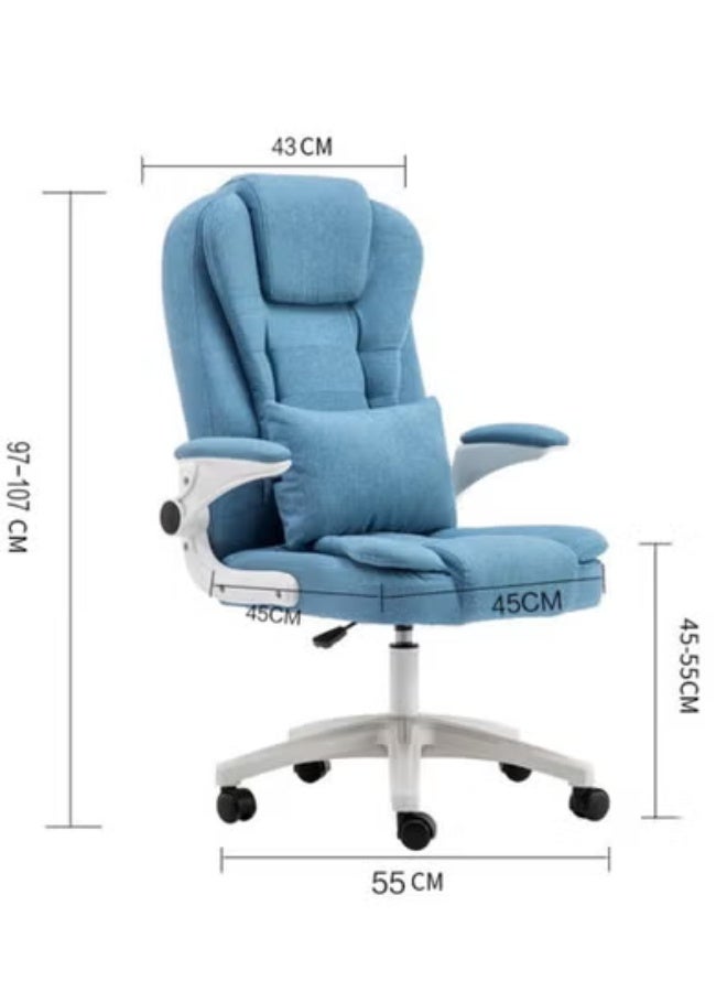 Gaming Chair with Footrest for Adults - Ergonomic Gaming Chairs with Foot Rest - Big and Tall Computer Game Chair - Fabric Reclining Video Game Chairs with Spring Cushion - Blue/Light Grey - Image 3