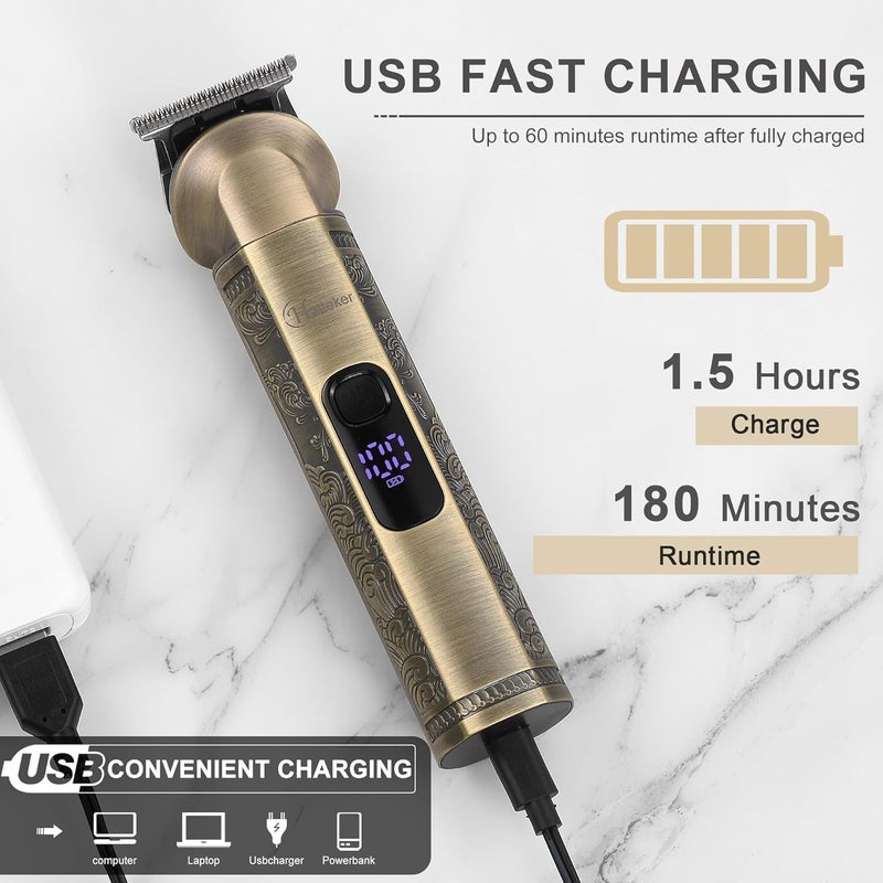 Hatteker Beard Trimmer Kit Professional Hair Clipper Zero Gapped T-Blade Electric Razor Shaver for Nose Ear Body Face Mustache Trimmer for Men Cordless Grooming Kit 8 in 1 - Image 5