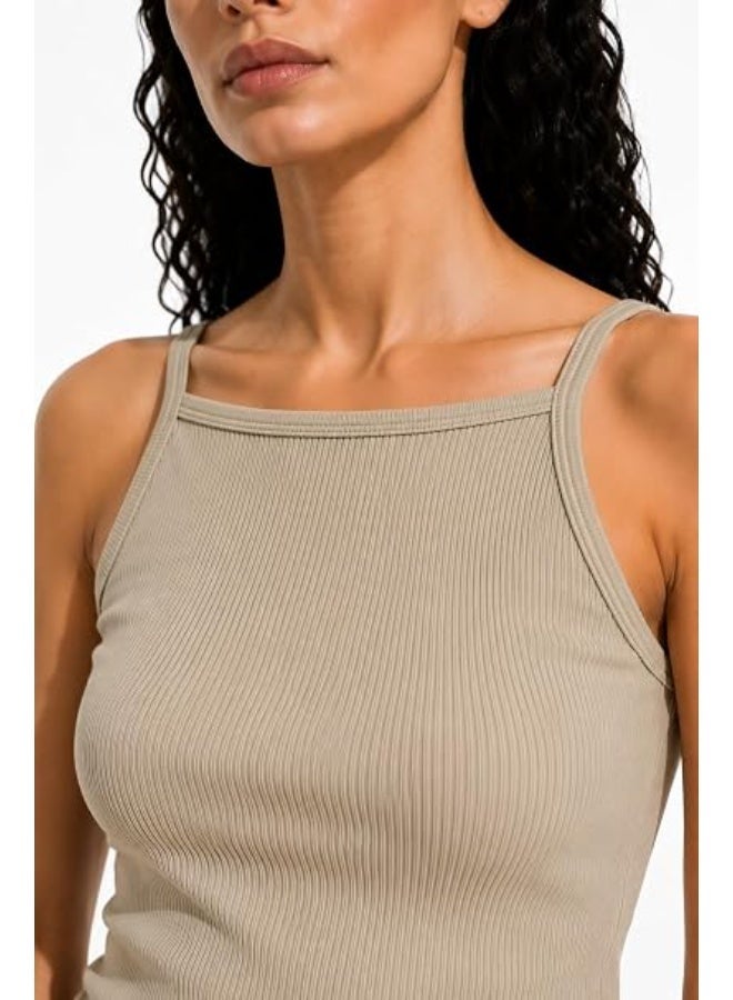 Nileton Women's Basic Ribbed Knit - Cotton Boat Neck Tank Top - Slim Fit Sleeveless Stretchy Fitted Casual Everyday Tank - Image 5