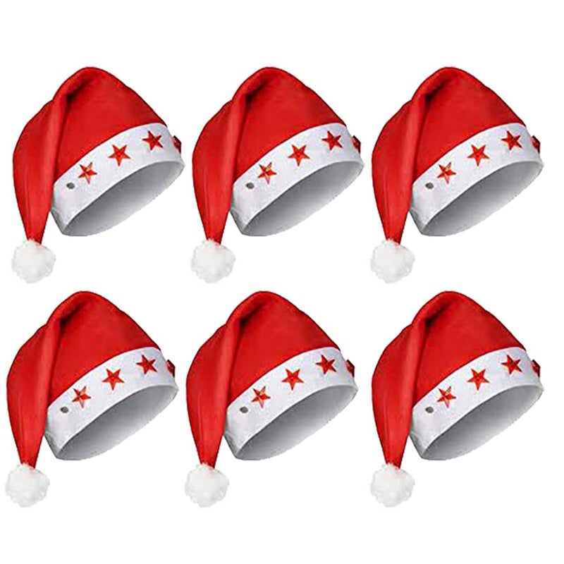 Evisha 24 Pcs Led Light Star Christmas Caps Santa Caps Charistmas caps For Tree Decoration X-Mass Caps Hats Santa Caps Santa Claus Caps - Image 3