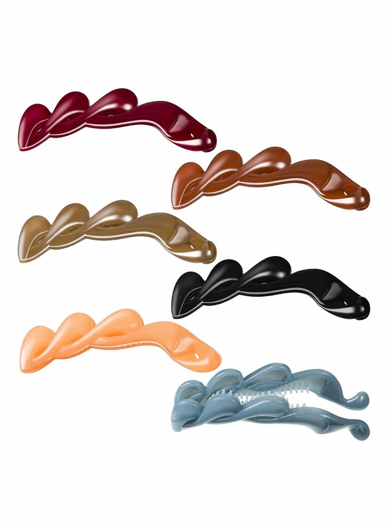 Excefore Banana Hair Clip, 6 Pcs Womens Thin Banana Ponytail Maker Holder Cute Secure Grip Hair No Slip Girls Ladies Beauty Fashion Accessory Clamp Clasp Clip, Medium Classic Multicolor - Image 1