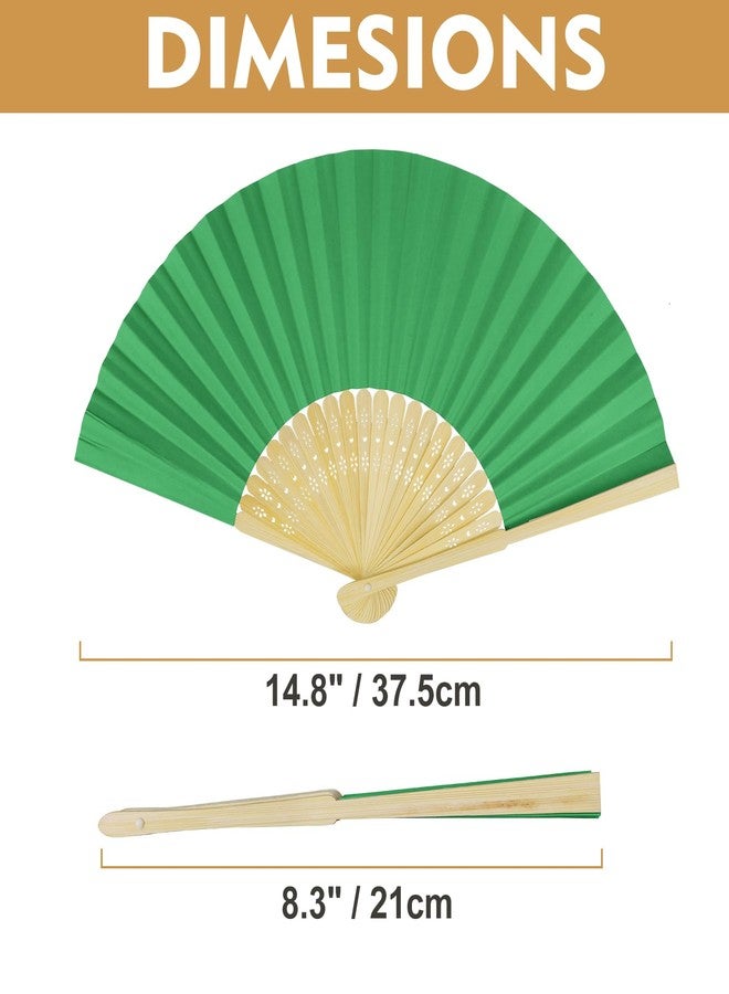 FoDau770 Classical Folding Fans, 20 Pieces Bamboo Handheld Fans, Paper Hand Fan for Cosplay Dancing Decoration Party, Green - Image 3