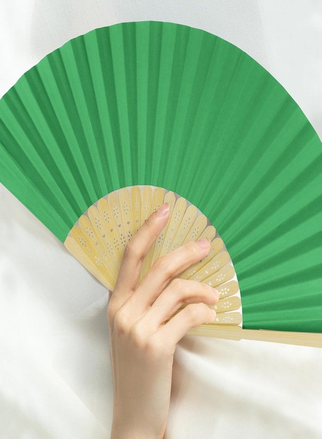 FoDau770 Classical Folding Fans, 20 Pieces Bamboo Handheld Fans, Paper Hand Fan for Cosplay Dancing Decoration Party, Green - Image 4