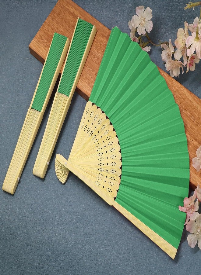 FoDau770 Classical Folding Fans, 20 Pieces Bamboo Handheld Fans, Paper Hand Fan for Cosplay Dancing Decoration Party, Green - Image 5