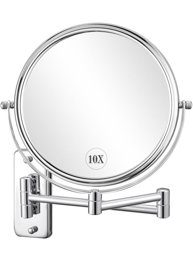 DECLUTTR 8 Inch Wall Mounted Magnifying Mirror with 10x Magnification Double Sided Vanity Makeup Mirror for Bathroom Chrome Finished - Image 3
