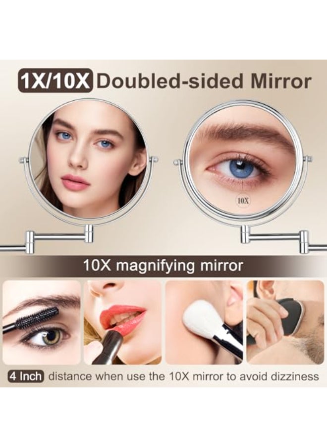 DECLUTTR 8 Inch Wall Mounted Magnifying Mirror with 10x Magnification Double Sided Vanity Makeup Mirror for Bathroom Chrome Finished - Image 4