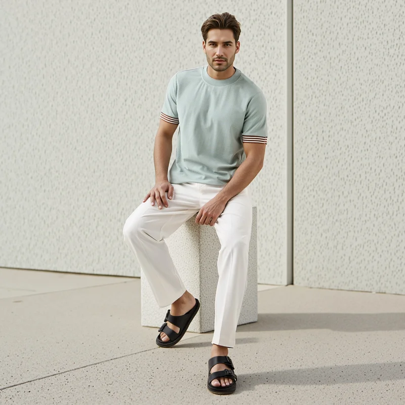 سبلاش فيڤ Tipping Detail T-shirt with Crew Neck