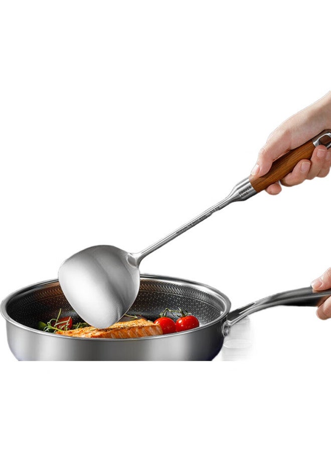 COOKER KING Chuidahuang 316l ملعقة طهي من الفولاذ المقاوم للصدأ بمقبض وردي، ملعقة طهي مقلية غير لاصقة سميكة للاستخدام المنزلي - Image 1