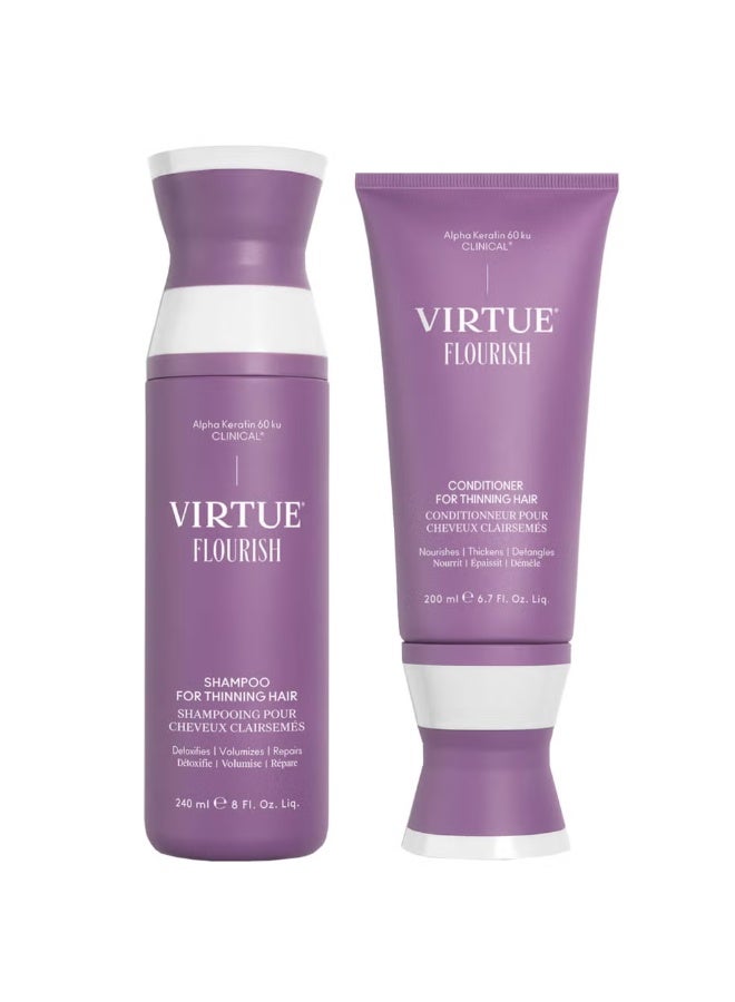 VIRTUE Flourish Shampoo and Conditioner for Thinning Hair Bundle - Image 1
