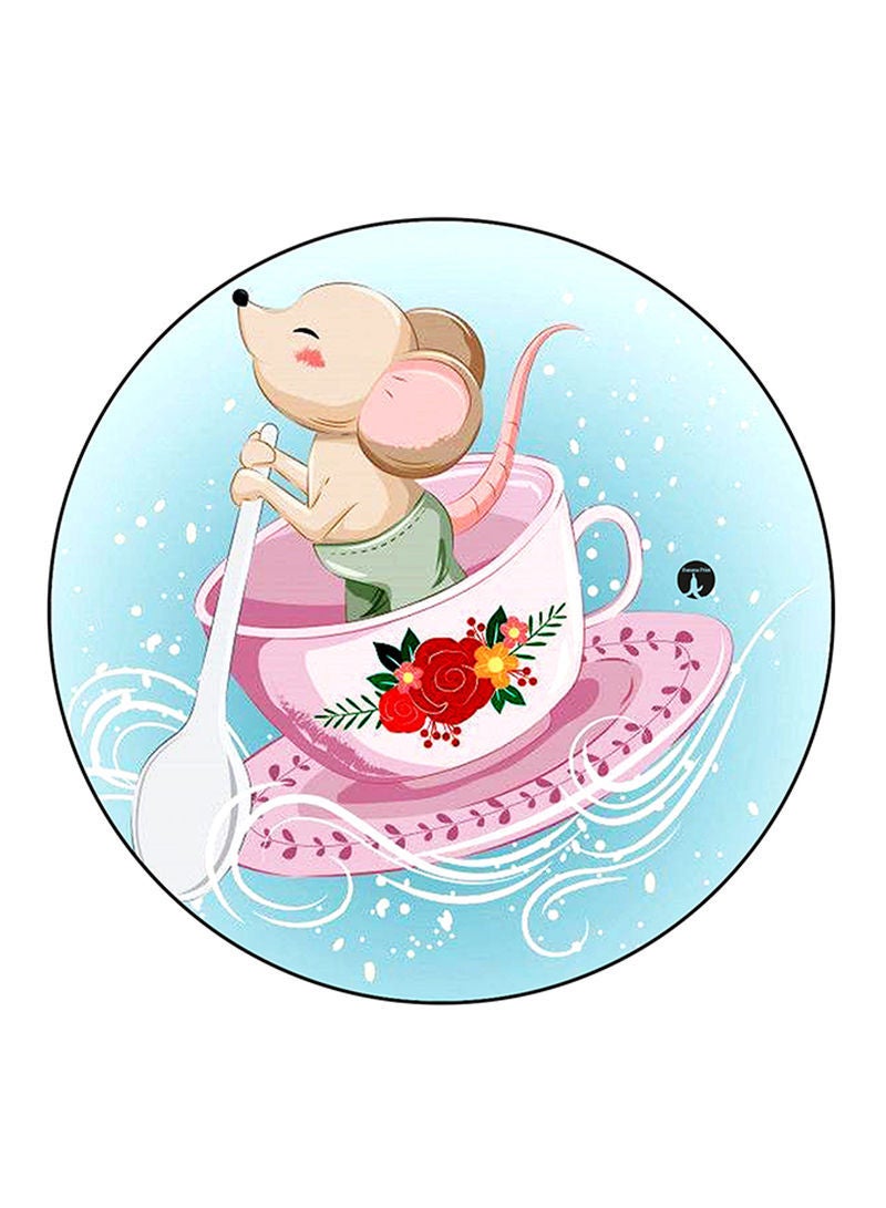 Mouse Printed Mouse Pad  Round  Multicolour