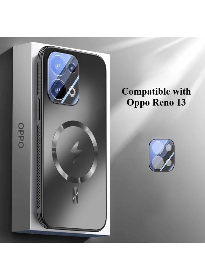 Case Compatible with Oppo Reno 13, Ultra-thin Magnetic Frosted Phone Case with Fully Wrapped Lens Protection, Skin-friendly Non-slip Protective Cover for Oppo Reno 13 - Image 2