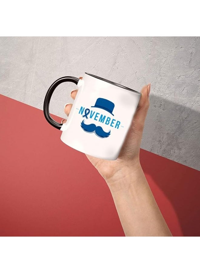 برينت شوب فور مي أكواب قهوة سيراميك للرجال من Movember، تحمل شعار سرطان البروستاتا، تحمل شعار التوعية الصحية، بتصميم شارب - Image 2