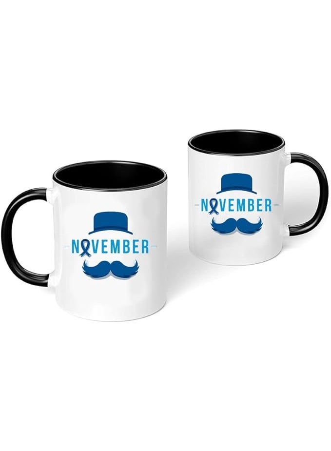 برينت شوب فور مي أكواب قهوة سيراميك للرجال من Movember، تحمل شعار سرطان البروستاتا، تحمل شعار التوعية الصحية، بتصميم شارب - Image 3