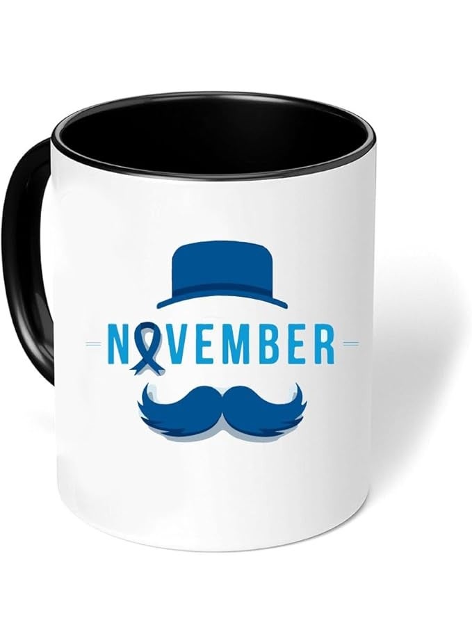 برينت شوب فور مي أكواب قهوة سيراميك للرجال من Movember، تحمل شعار سرطان البروستاتا، تحمل شعار التوعية الصحية، بتصميم شارب - Image 4