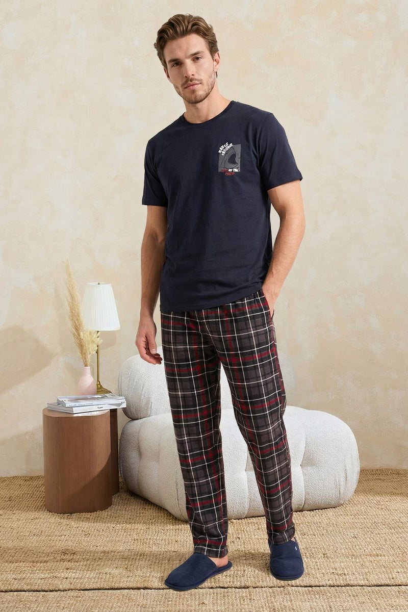 trendyol Regular Printed Plaid Knitted Pajama Set Tmnss26Pt00035 - Image 1