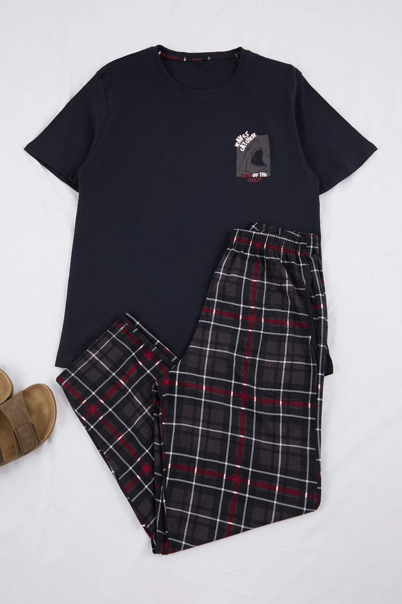trendyol Regular Printed Plaid Knitted Pajama Set Tmnss26Pt00035 - Image 4