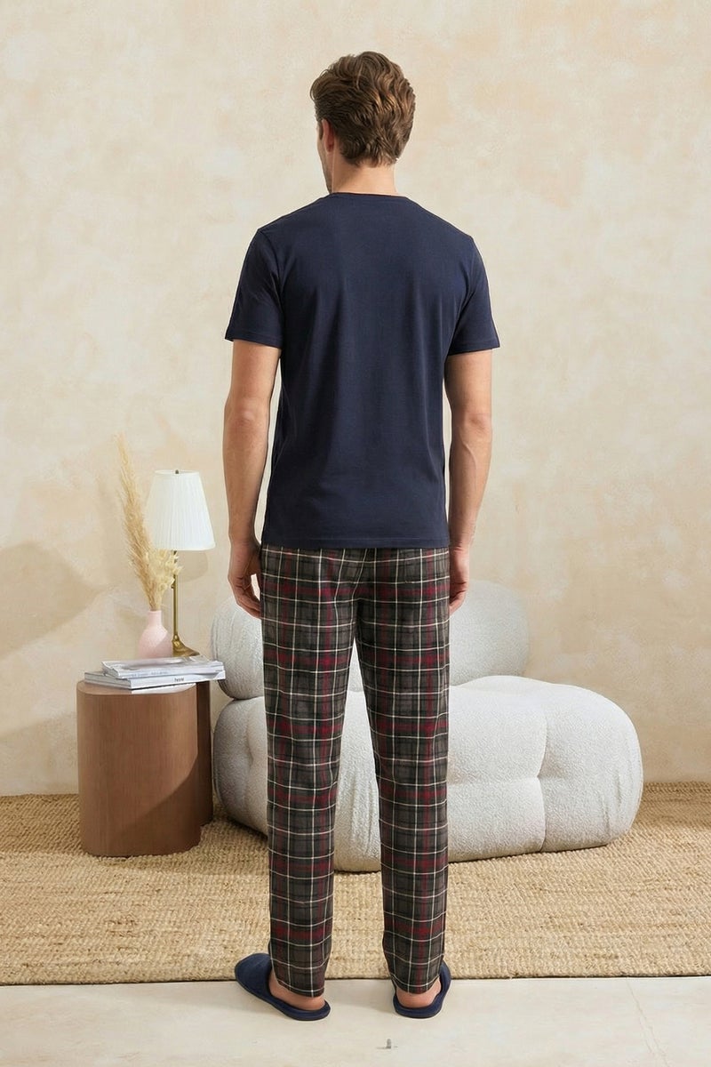 trendyol Regular Printed Plaid Knitted Pajama Set Tmnss26Pt00035 - Image 3