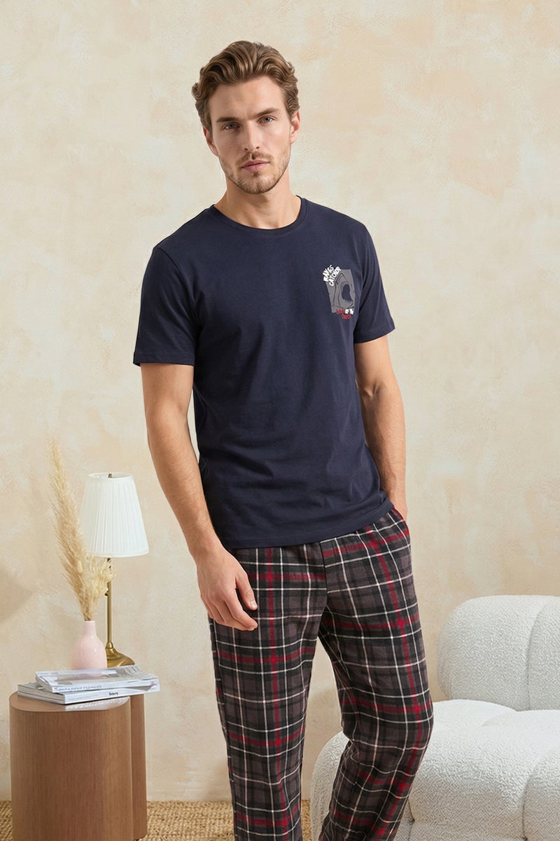 trendyol Regular Printed Plaid Knitted Pajama Set Tmnss26Pt00035 - Image 2