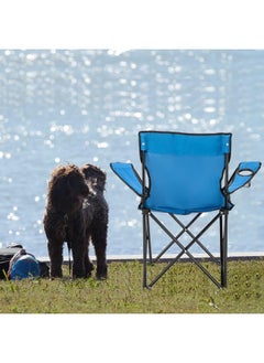 Rubik Folding Beach Chair Foldable Camping Chair with Carry Bag for Adult, Lightweight Folding High Back Camping Chair for Outdoor Camp Beach Travel Picnic Hiking (2, Royal Blue/Navy Blue)  - Image 2