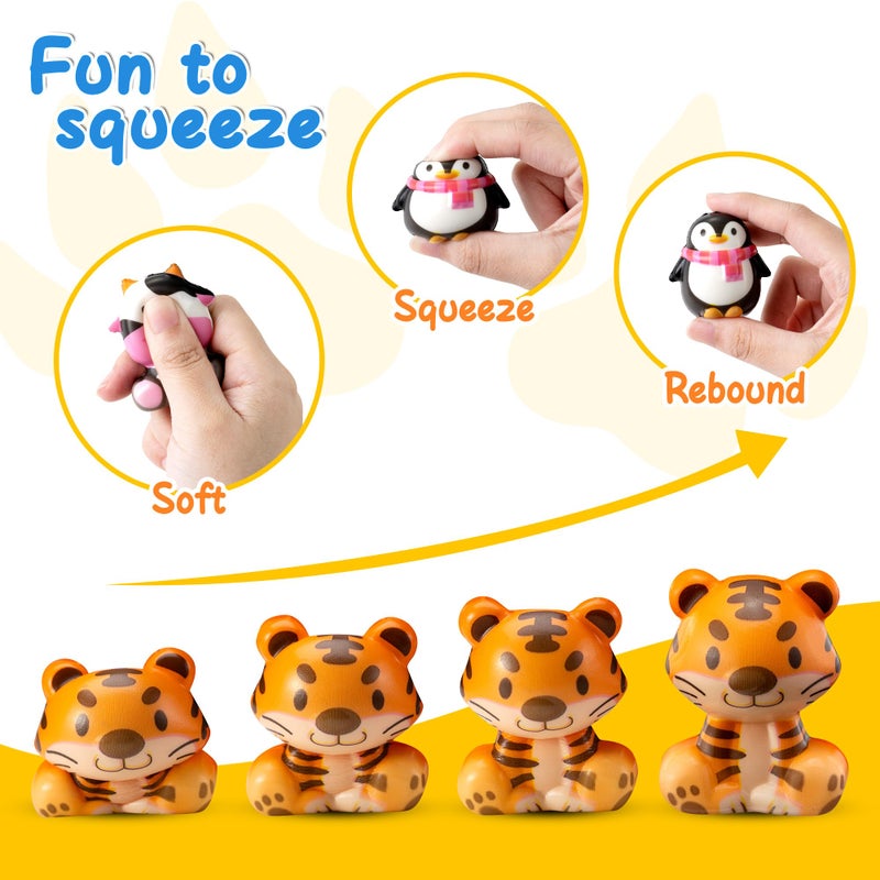 DMIGHT Party Favors for Kids 24PCS Safari Animal Squishy Toys,Goodie Bag Stuffers, Pinata Stuffers,Birthday Gifts for Boys & Girls,Treasure Chest Prizes,Classroom Prizes for Kids - Image 3