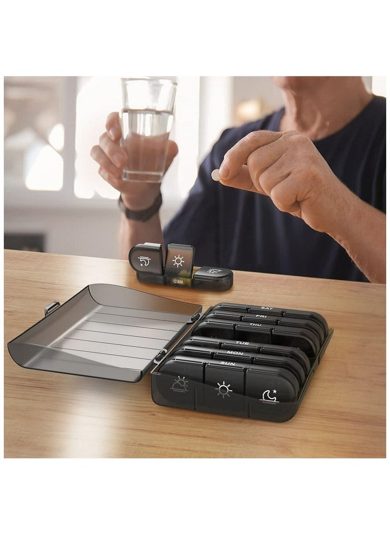 Weekly Pill Organizer 3 Times a Day, Portable Travel 7 Day Medicine Box Case