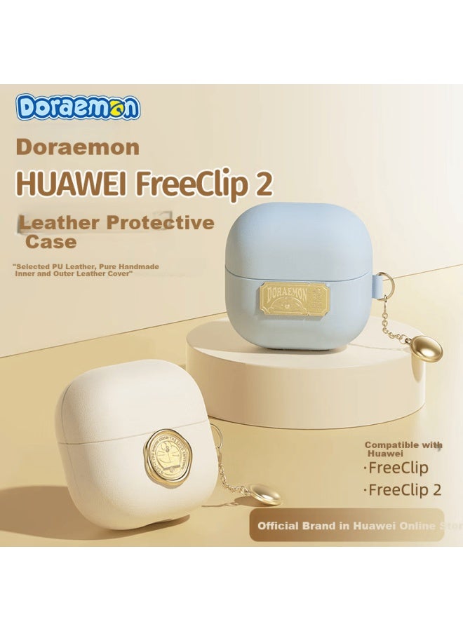 Rock Doraemon Huawei Freeclip 2nd Generation Protective Case Earphone Cover Leather Matte Anti-lost Drop Dustproof Leather Case Blue For Men And Women - Image 1
