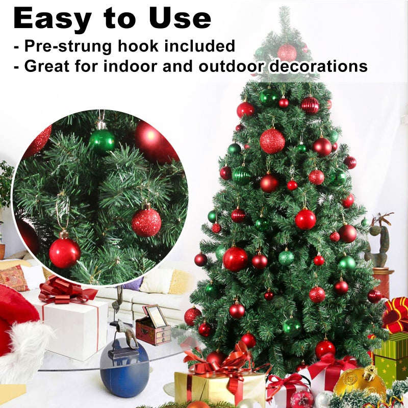 GameXcel Red & Green 1.6"" Small Christmas Balls Christmas Tree Decoration Ornaments Shatterproof Hanging Balls for Birthday Halloween Holiday Wedding Decorations Set of 12pcs - Image 5