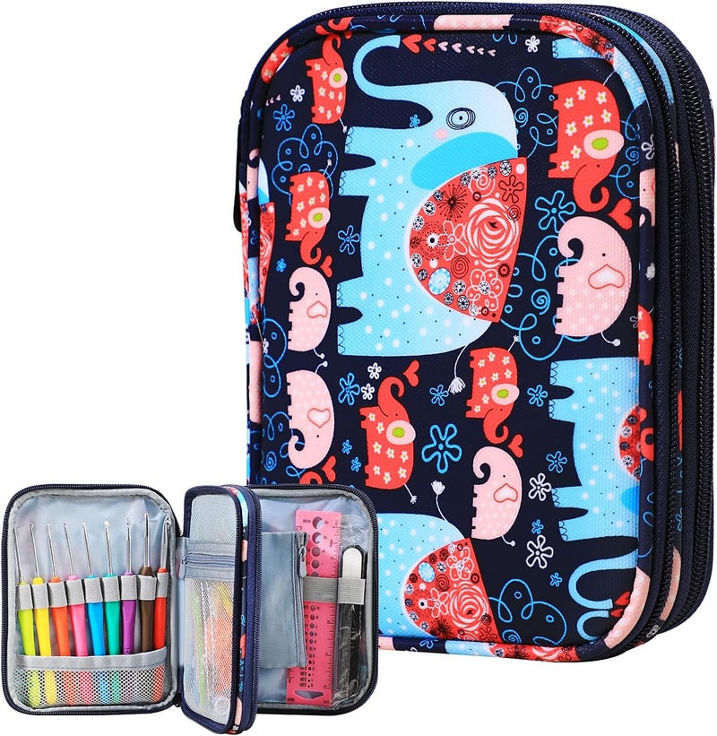 KOKNIT Store Crochet Hook Case, Zipper Storage Organizer Bag with Web Pockets for Crochet Needles/Knitting Accessories/Crochet Hook Kit Tools, Lightweight, Easy to Hold - Image 1