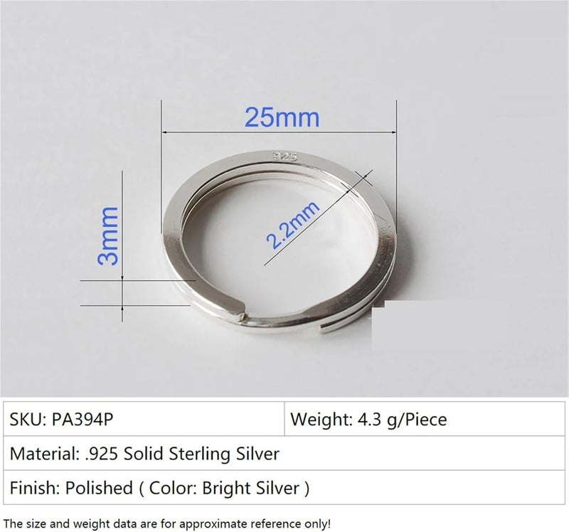 Versatile 4pcs Solid 925 Silver Split Ring Key Round Flat Chain Rings - Image 2