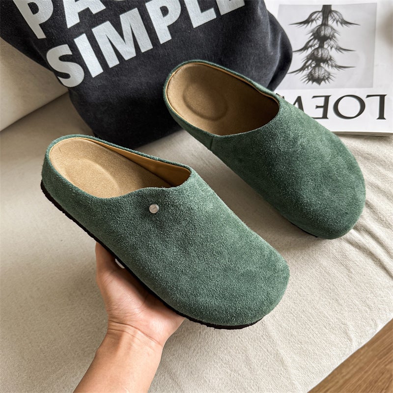 Muller Shoes Summer Breathable Toe-Toe Slippers Anti-Velvet Outer Wear Retro Lazy Half-Slip Boken Shoes 45370--Y - Image 1