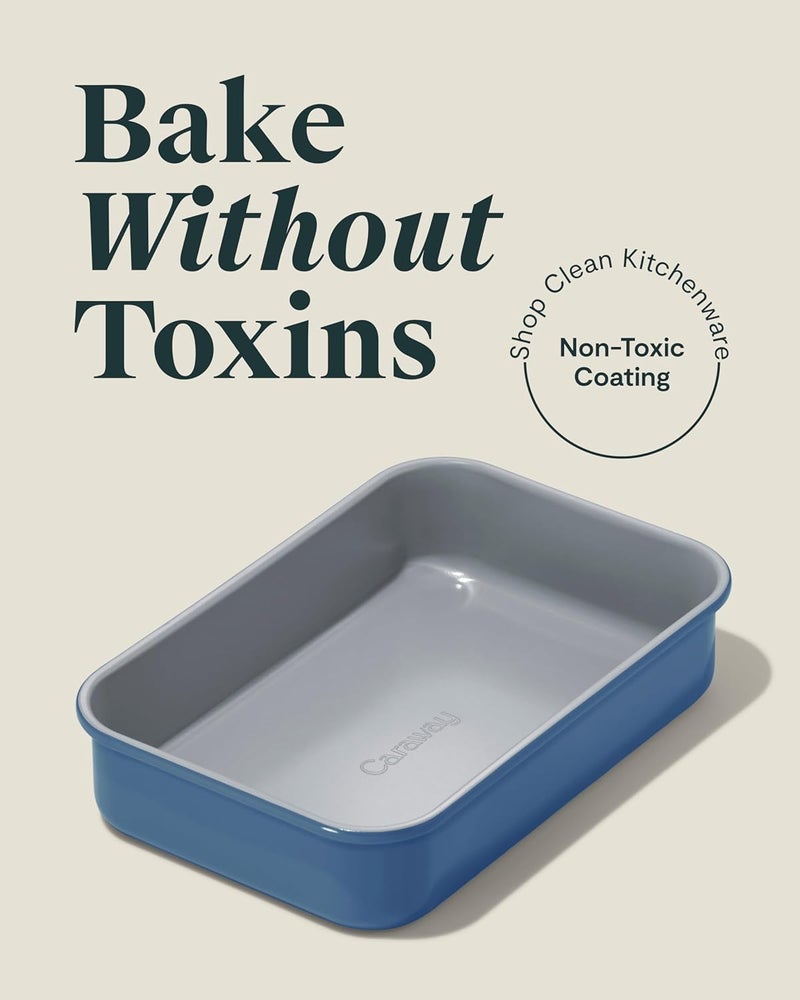 Caraway Nonstick 9” x 6.5” Small Rectangle Baking Pan – Non-Toxic, PTFE & PFOA Free – Aluminized Steel Core – Deep Ceramic Baking Pan for Casseroles, Lasagna & More - Slate - Image 2
