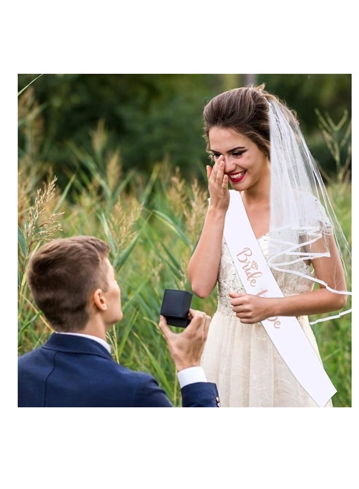 Bride to Be Accessories Bride to Be Sash Bridal Veil Hen Party Rose Gold Hen Party Decoration Set Bridal Tiara Crown Headband Bachelorette Party Favor for Bride Shower (Sash & Tiara & Veil) - Image 2