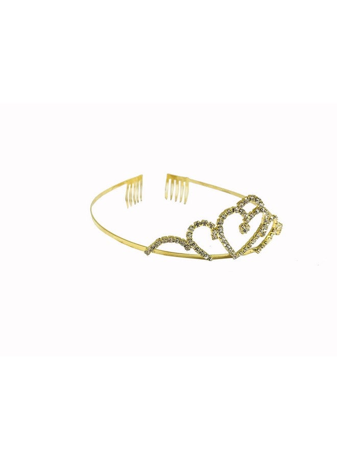 Evisha Women's Girls Golden Artificial Diamond Studded Crown Hair, Head Band (Yellow) - Image 2