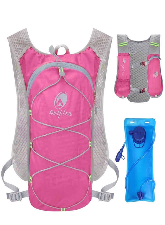 Outplea Running Vest with 2L Water Bladder, Ultralight Multi-pockets Hydration Backpack for Women & Men Marathoner, Hydration Pack for Hiking Biking Camping, Pink - Image 1