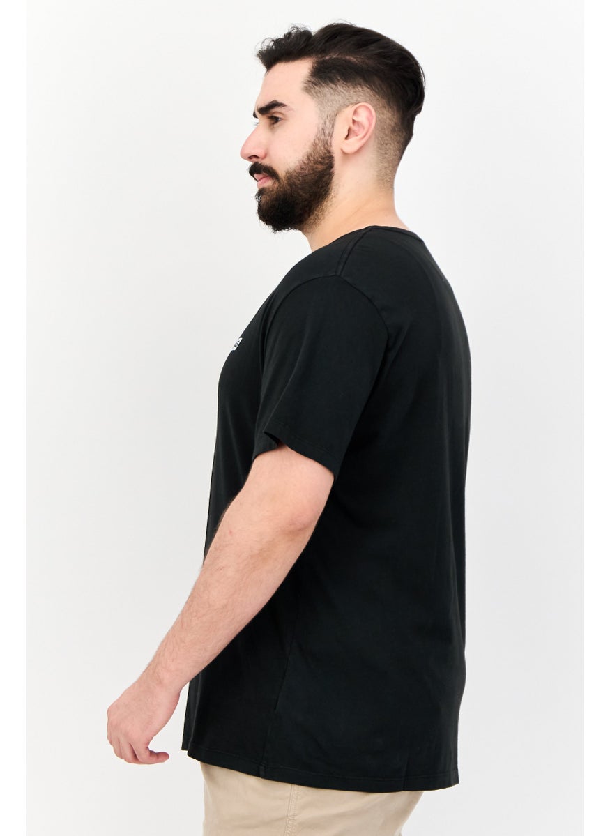 GAS - Men Round Neck Short Sleeve Brand Logo T Shirt, Black - Image 1