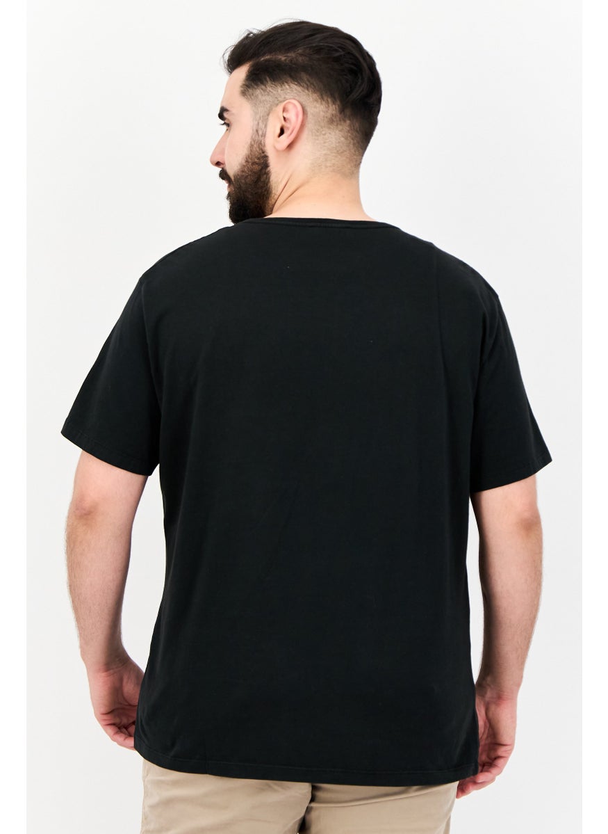 GAS - Men Round Neck Short Sleeve Brand Logo T Shirt, Black - Image 1