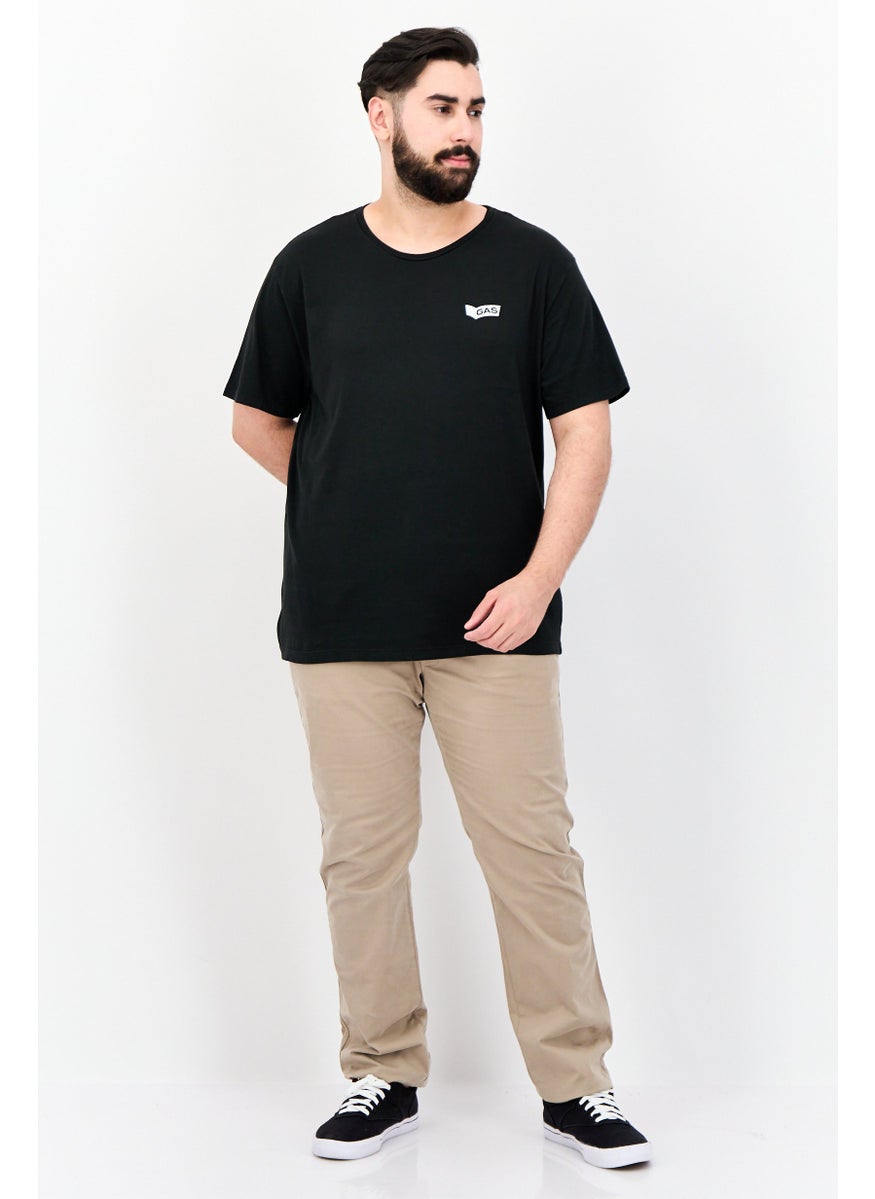GAS - Men Round Neck Short Sleeve Brand Logo T Shirt, Black - Image 1