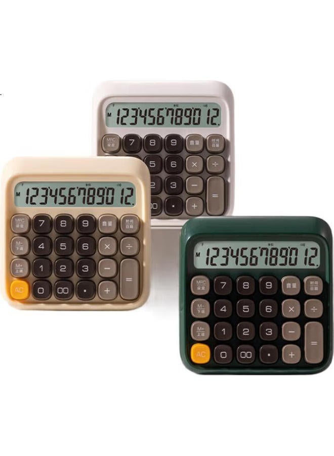 Deli Round Dot High-Key Voice Calculator, 12-Digit Wide Screen Display, Stylish Student/Office Supplies, Green Te26 - Image 1