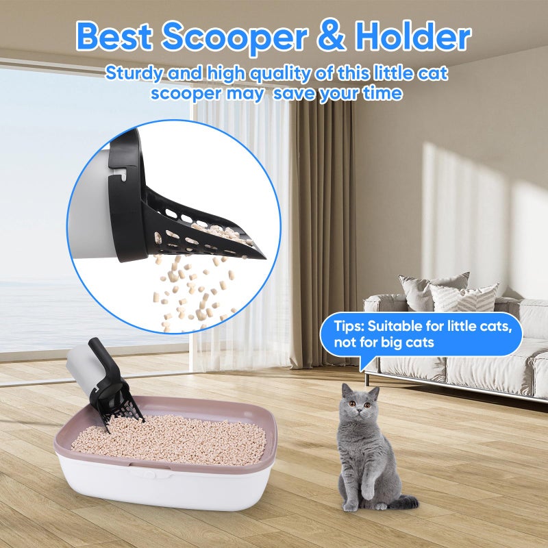 MYPIN Cat Litter Scooper with Holder, Upgraded Cat Litter Shovel with Bags and Waste Can, Cat Scooper with Extra 135 Count Litter Waste Bags, Large Capacity Portable Litter Shovel - Image 2