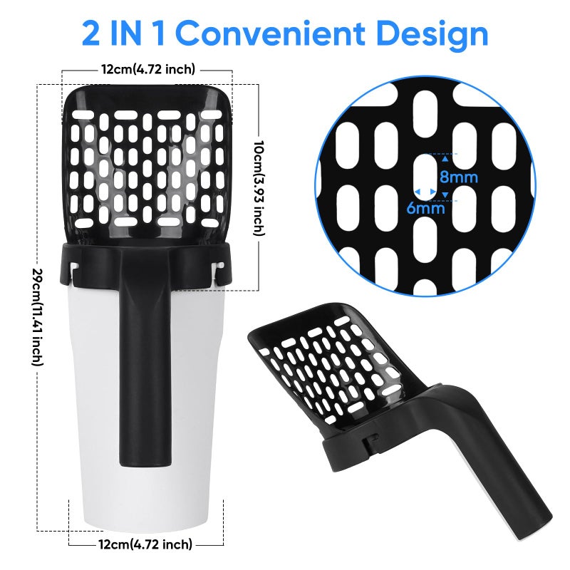 MYPIN Cat Litter Scooper with Holder, Upgraded Cat Litter Shovel with Bags and Waste Can, Cat Scooper with Extra 135 Count Litter Waste Bags, Large Capacity Portable Litter Shovel - Image 3