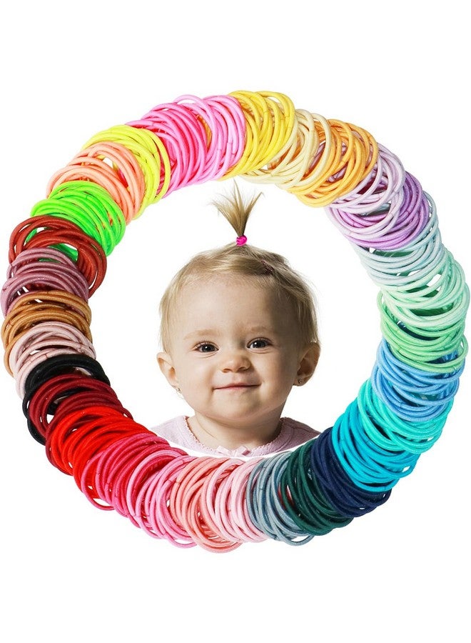 WillingTee 200PCS Small Hair Ties,No Crease Baby Hair Ties,Elastic Hair Ponytail Holder Hair Accessories for Baby Girls Infants Toddlers Kids - Image 1