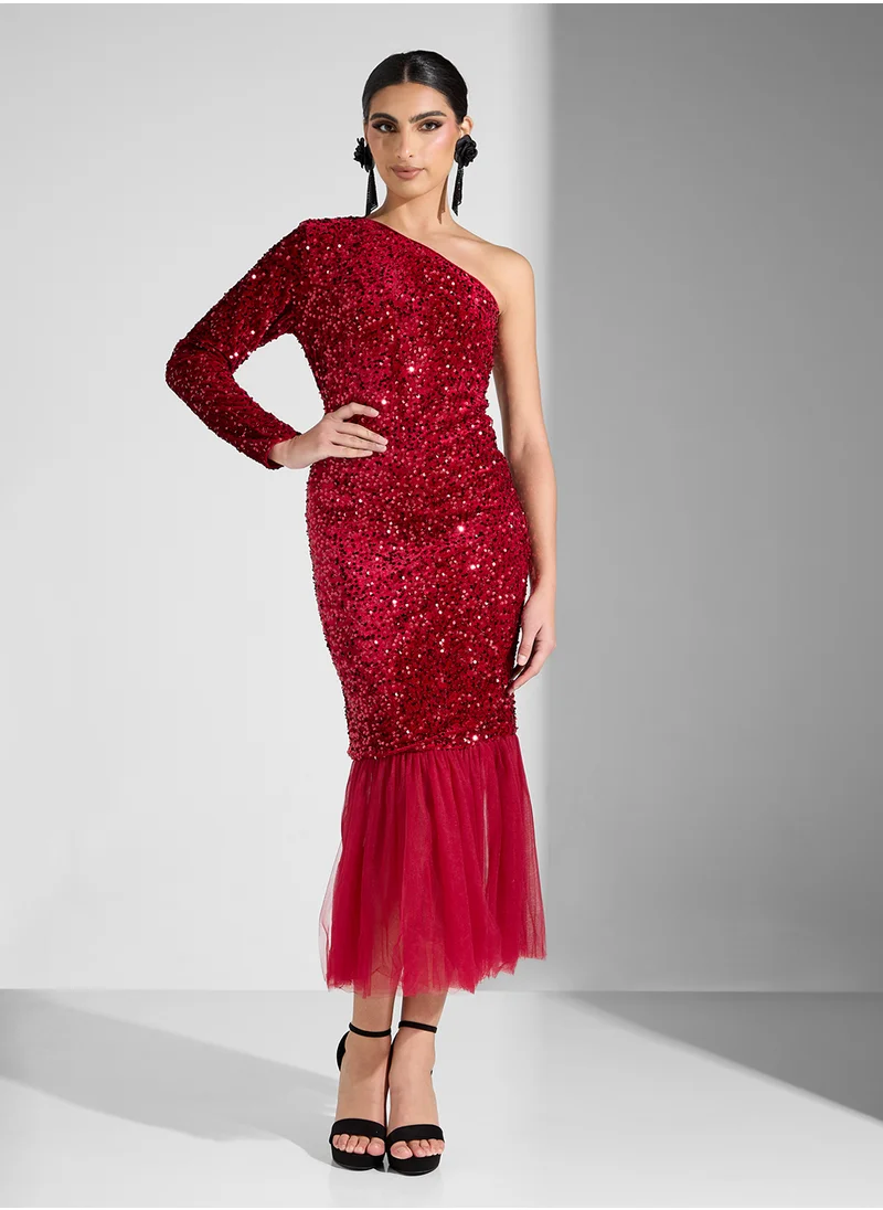 جولدن ابل ONE SHOULDER SEQUIN DRESS