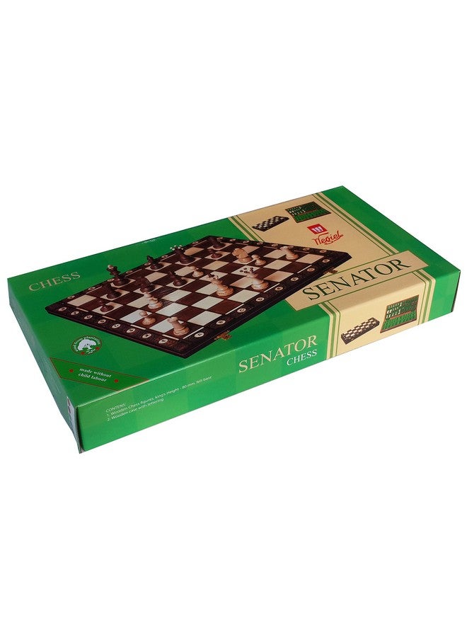 Brown Senator Wooden Chess Set - Weighted Chessmen 16 x 16