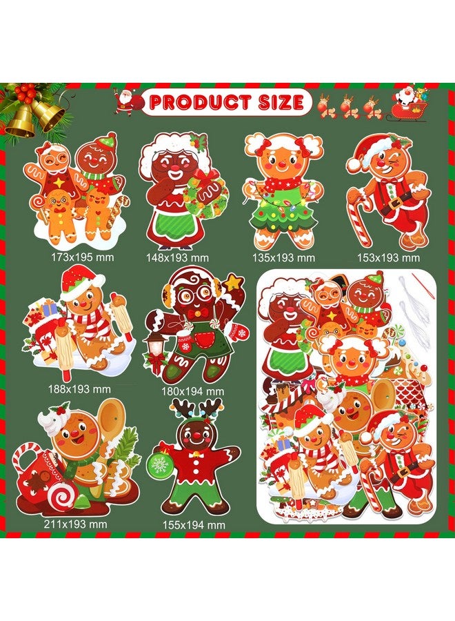 HOWAF 2 قطع لافتة رجل الزنجبيل المعلقة لعيد الميلاد، زينة عيد الميلاد المعلقة ذات الوجهين، زينة منزل الحلوى لعيد الميلاد، زينة حفلات عيد الميلاد، زينة مرفوعة لاحتفالات عيد الميلاد - Image 3