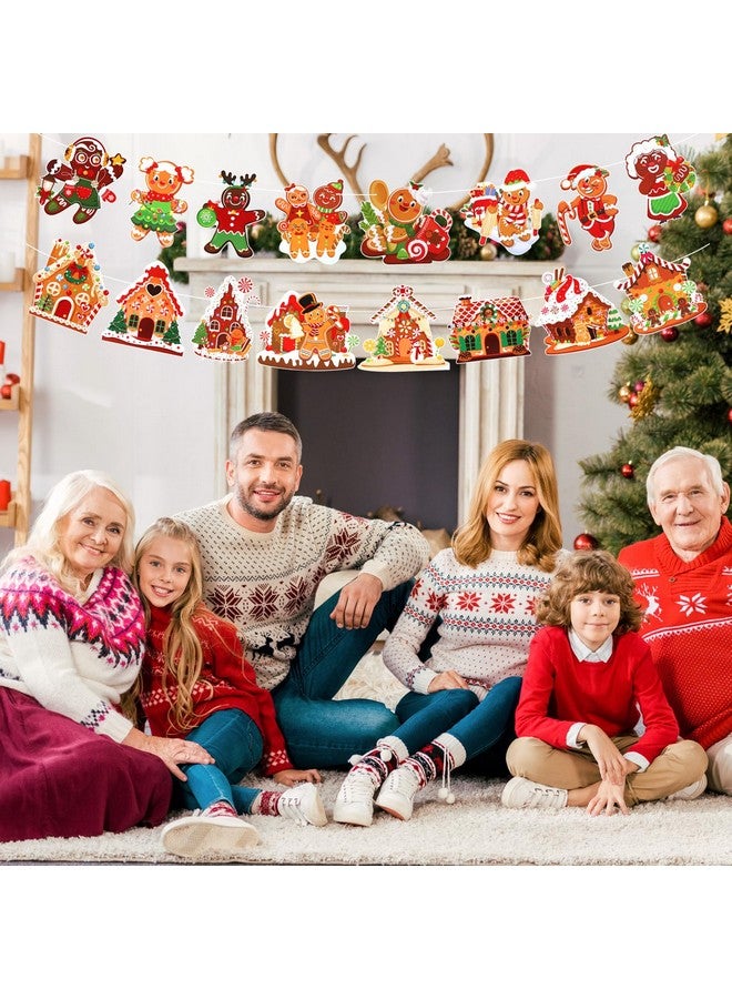 HOWAF 2 قطع لافتة رجل الزنجبيل المعلقة لعيد الميلاد، زينة عيد الميلاد المعلقة ذات الوجهين، زينة منزل الحلوى لعيد الميلاد، زينة حفلات عيد الميلاد، زينة مرفوعة لاحتفالات عيد الميلاد - Image 5