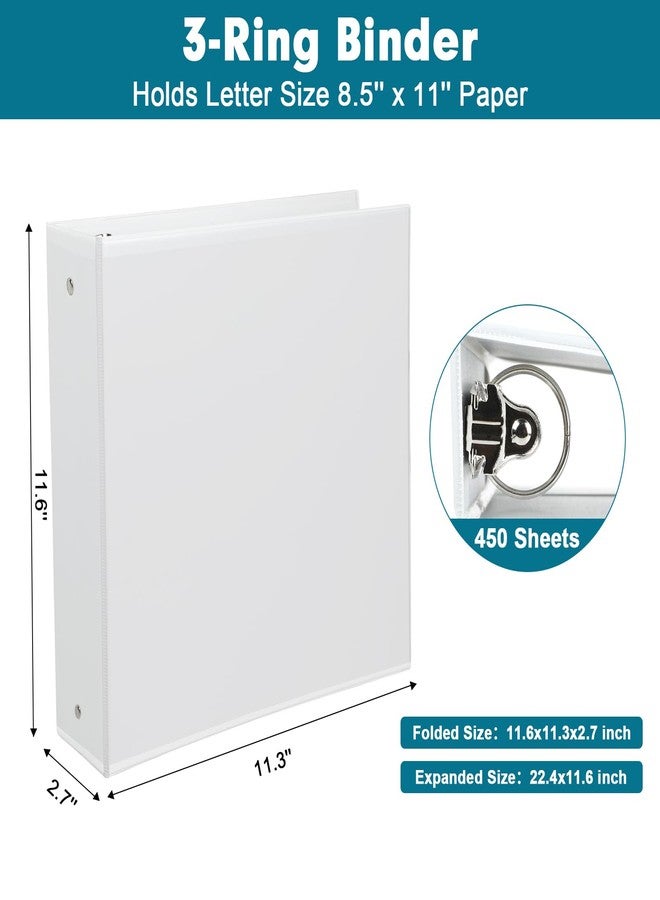 LAYZZ 3 Ring Binder, LAYZZ 4 Pack 2 Inch Binders 3 Ring with 2 Pockets, Round Ring Binders, Clear Cover Binders for Letter Size 8.5"x11" Paper, PVC Free, Suitable for School Home and Office (White) - Image 2
