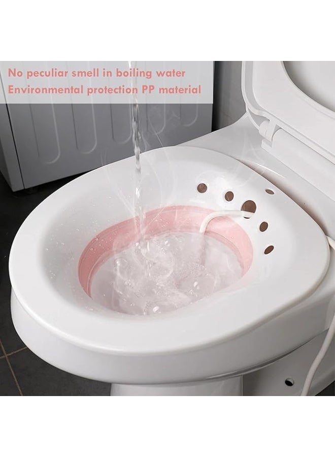 DUNISO Sitz Bath for Toilet Seat, Steam Seat with Irrigator, Foldable Postpartum Care Basin, Suitable for Pregnant Women, Perineum Treatment, Sitz Bath for Hemorrhoids, Soothing and Relieving Inflammation - Image 3