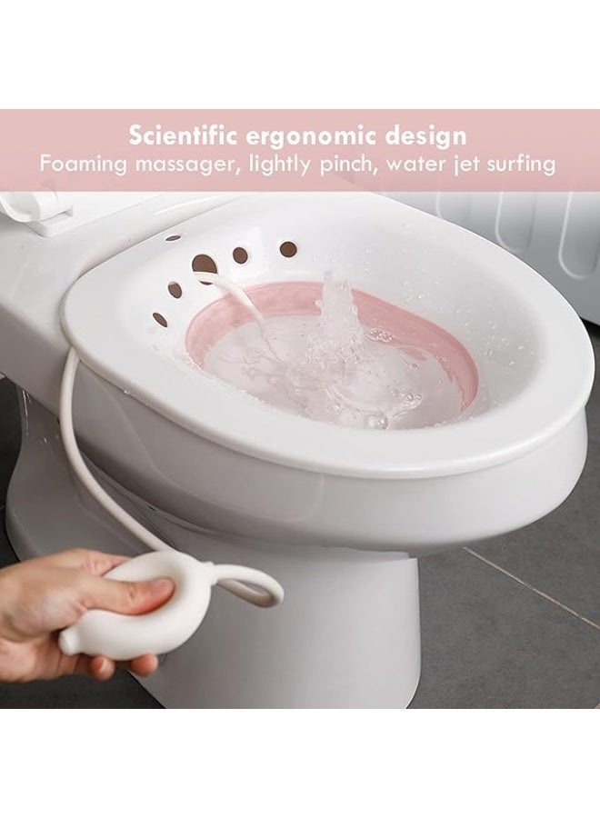 DUNISO Sitz Bath for Toilet Seat, Steam Seat with Irrigator, Foldable Postpartum Care Basin, Suitable for Pregnant Women, Perineum Treatment, Sitz Bath for Hemorrhoids, Soothing and Relieving Inflammation - Image 2
