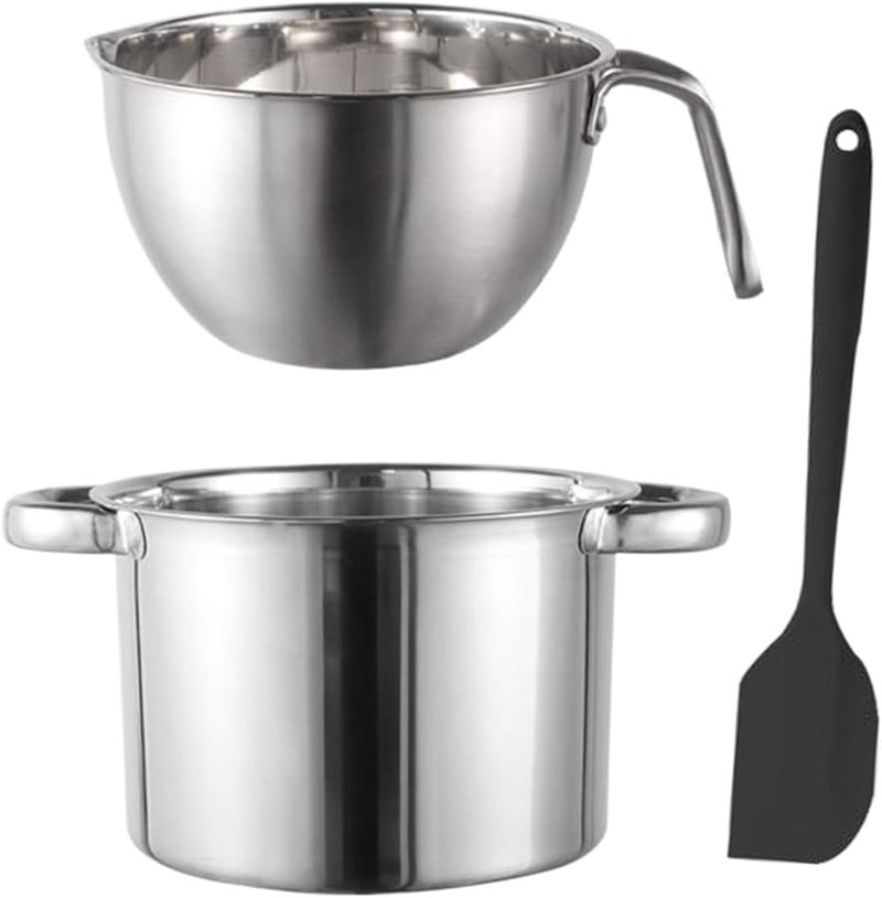 Stainless Steel Chocolate Melter Pot Fondue Set for Cooking Butter Cheese Candy Dessert - Image 2