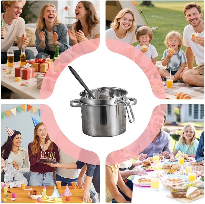 Stainless Steel Chocolate Melter Pot Fondue Set for Cooking Butter Cheese Candy Dessert - Image 5